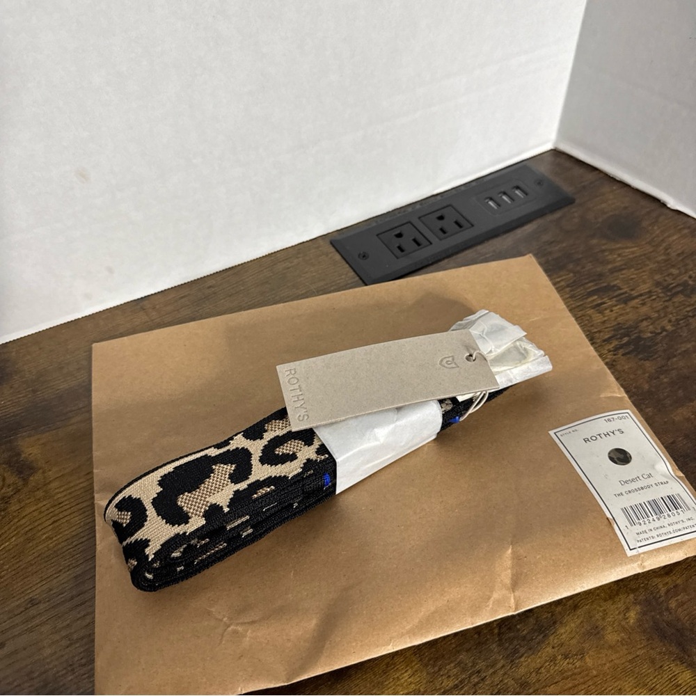 Rothy's Black and Cream Patterned Bag Strap